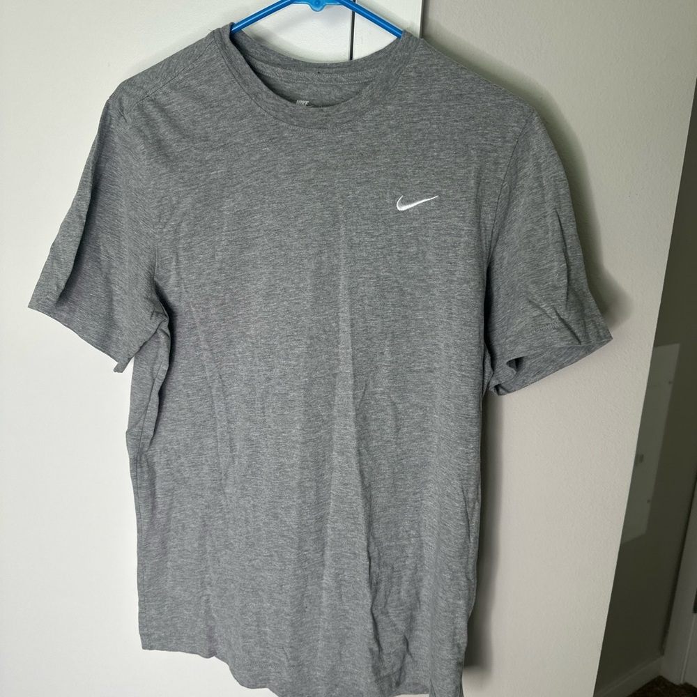 Nike Gray Short-Sleeve Crew Tee with White Swoosh
